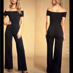 Lulu's Classic Black Off-Shoulder Jumpsuit